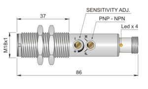 Φωτοκύτταρο ανάκλασης Φ18 5m PNP/NPN